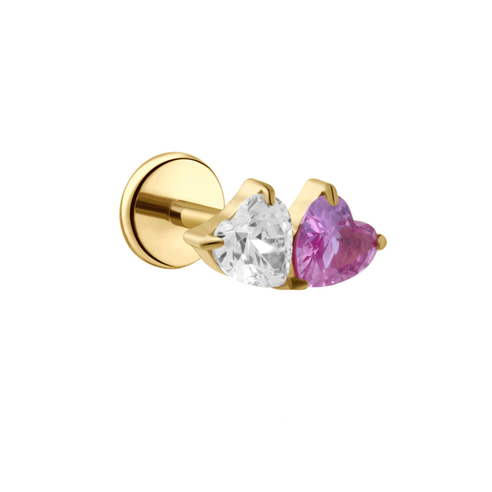 Duo Heart Flat Back Stud