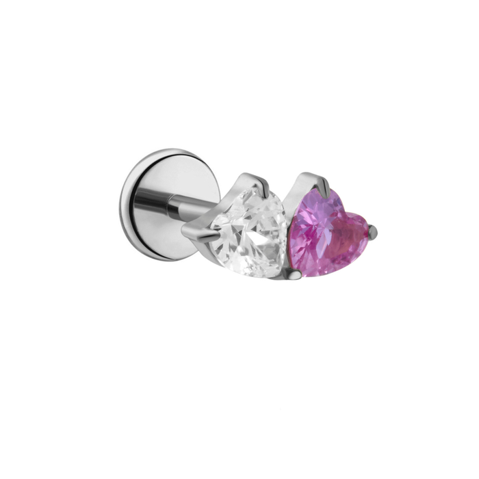 Duo Heart Flat Back Stud