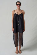 Dupioni Mesh Dress Black