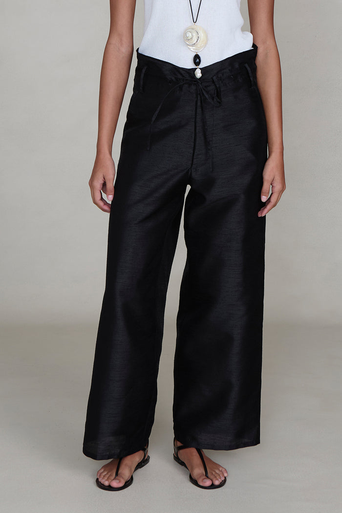 Dupioni Straight Leg Pant Black