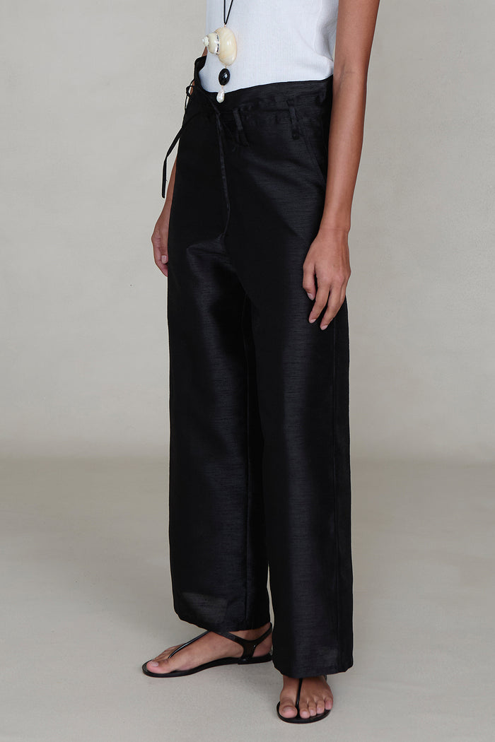 Dupioni Straight Leg Pant Black