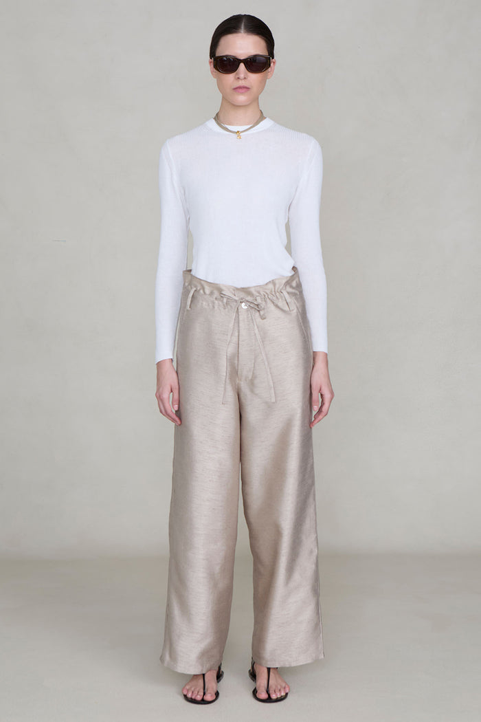 Dupioni Straight Leg Pant Taupe