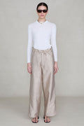 Dupioni Straight Leg Pant Taupe