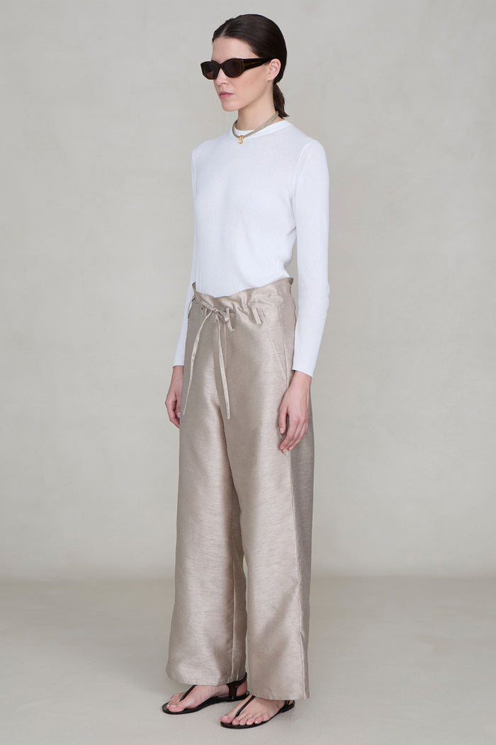 Dupioni Straight Leg Pant Taupe