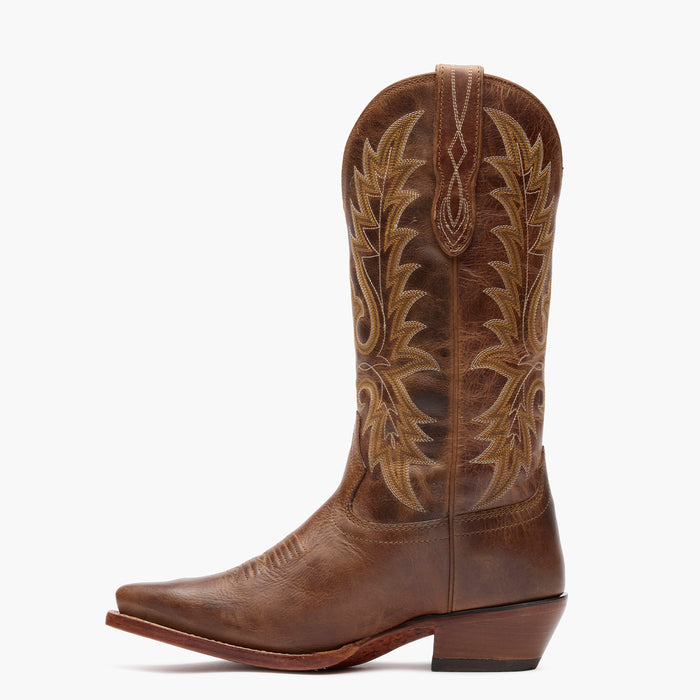Inner side view of a Durango Crush brown cowgirl boot