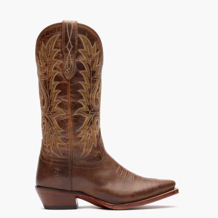Outer side view of a Durango Crush brown cowgirl boot