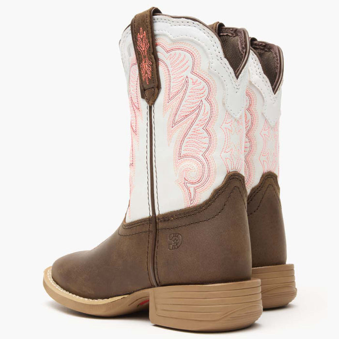 Durango® Lil' Rebel Pro™ Little Kid's Trail Brown and White Western Boot - back