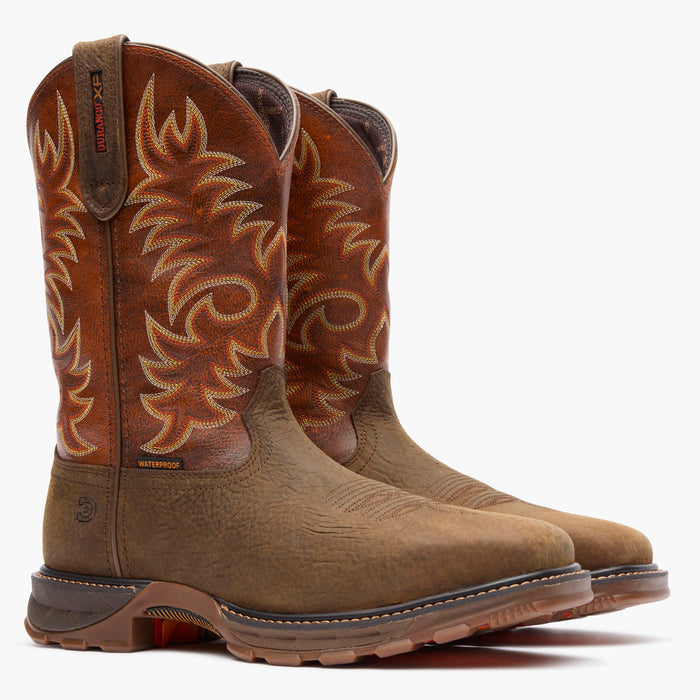 Front view of Durango® men’s 11” Bark Brown/ Cognac Steel Toe Waterproof Durango® Maverick XP™