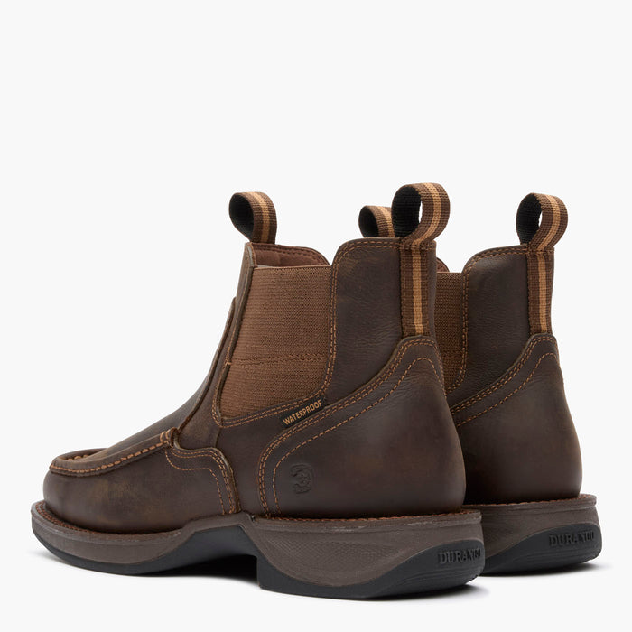 Back view of Durango® men’s 5 ½” Dark Earth Waterproof Red Dirt Rebel™ Ultra-Lite Chelsea