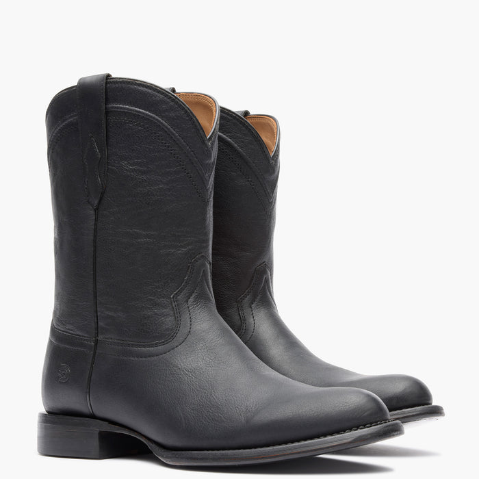 Front view of Durango® men’s 10” Phantom Black Santa Fe™ Roper Boots side by side