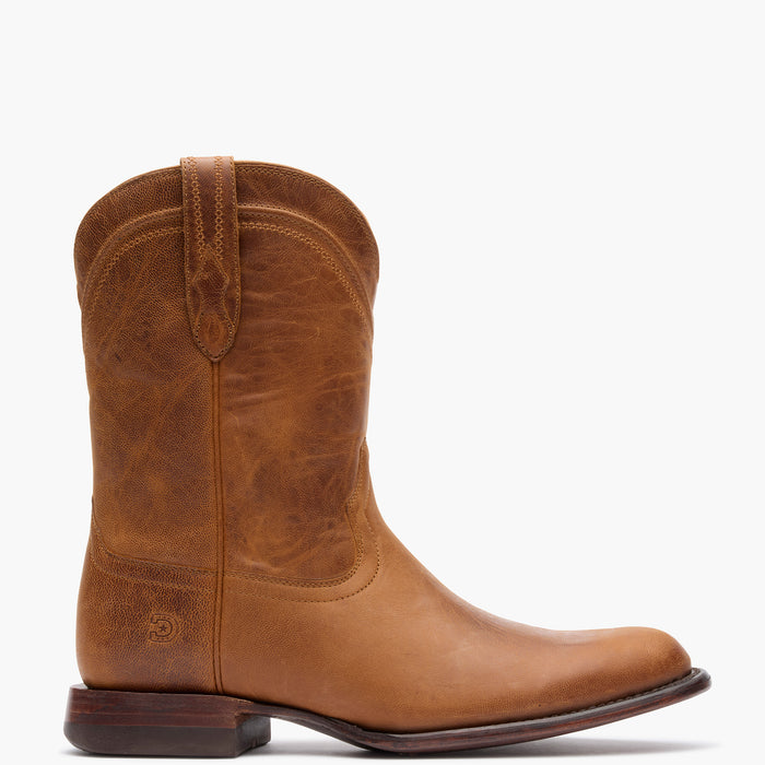 Profile view of Durango® men’s 10” Whiskey Tan Santa Fe™ Roper Boot