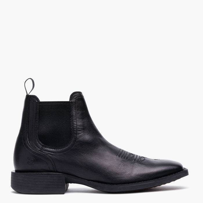 Single outer side view of a Durango black chelsea boot