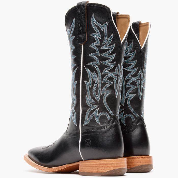 Back view of a pair of Durango Arena Elite black square toe western boots