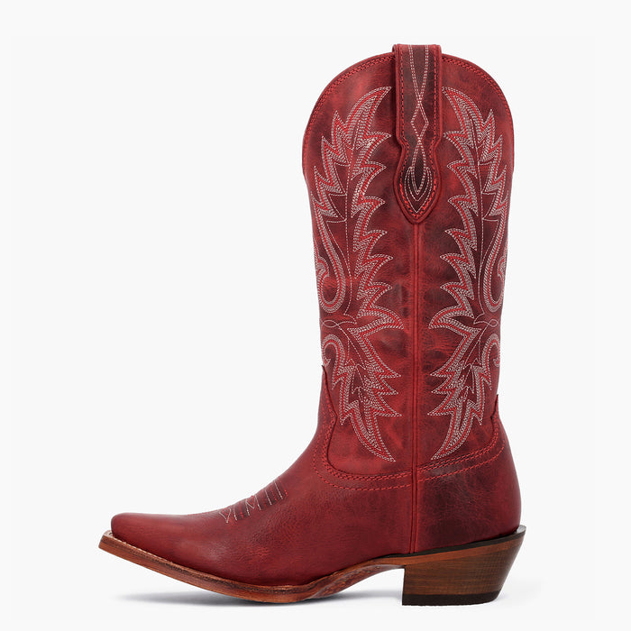 Inner side view of DRD0509 red women's cowgirl boot