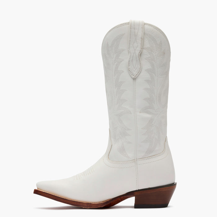 Inner side view of a Durango Crush white cowgirl boot