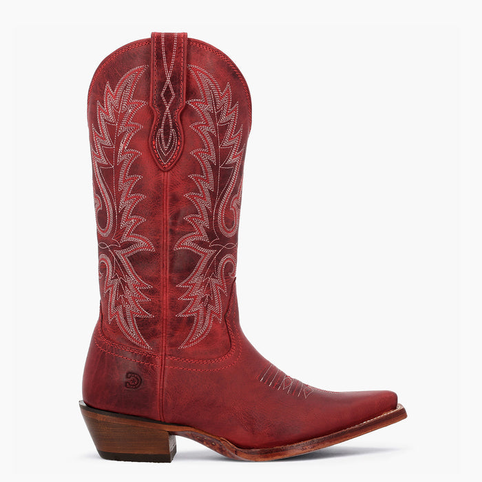 Outer side view of DRD0509 red women's cowgirl boot