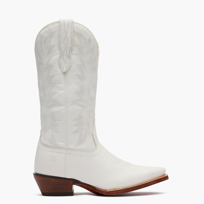 Outer side view of a Durango Crush white cowgirl boot