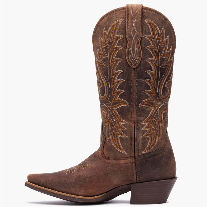 Interior side view of a Durango brown cowgirl boot