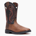 Front view of Durango black and brown steel toe work boot