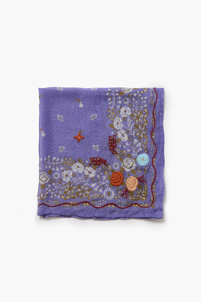 Embroidered Floral Bandana Lavender