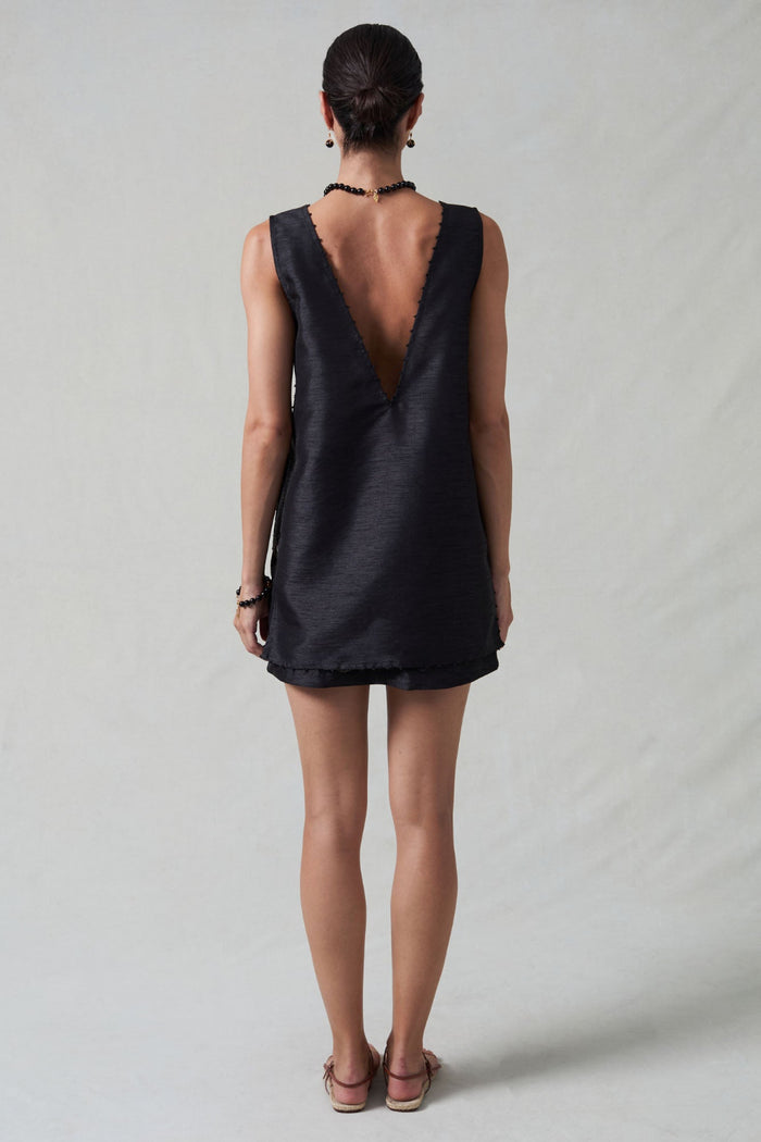Exaggerated Dupioni Tank Black