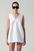 Exaggerated Dupioni Tank White