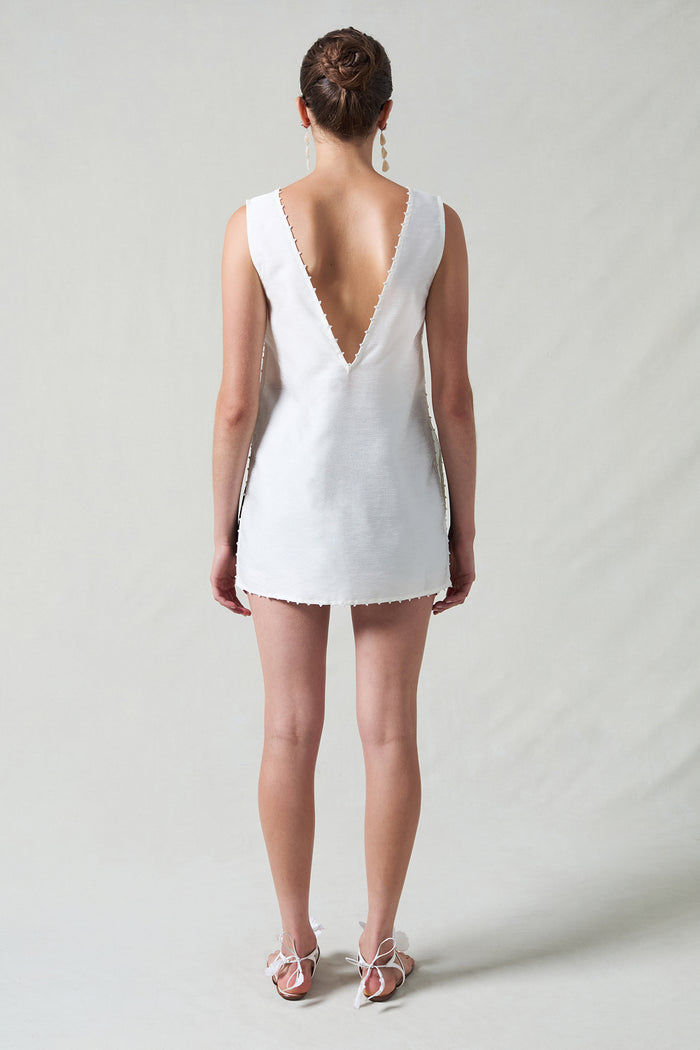 Exaggerated Dupioni Tank White