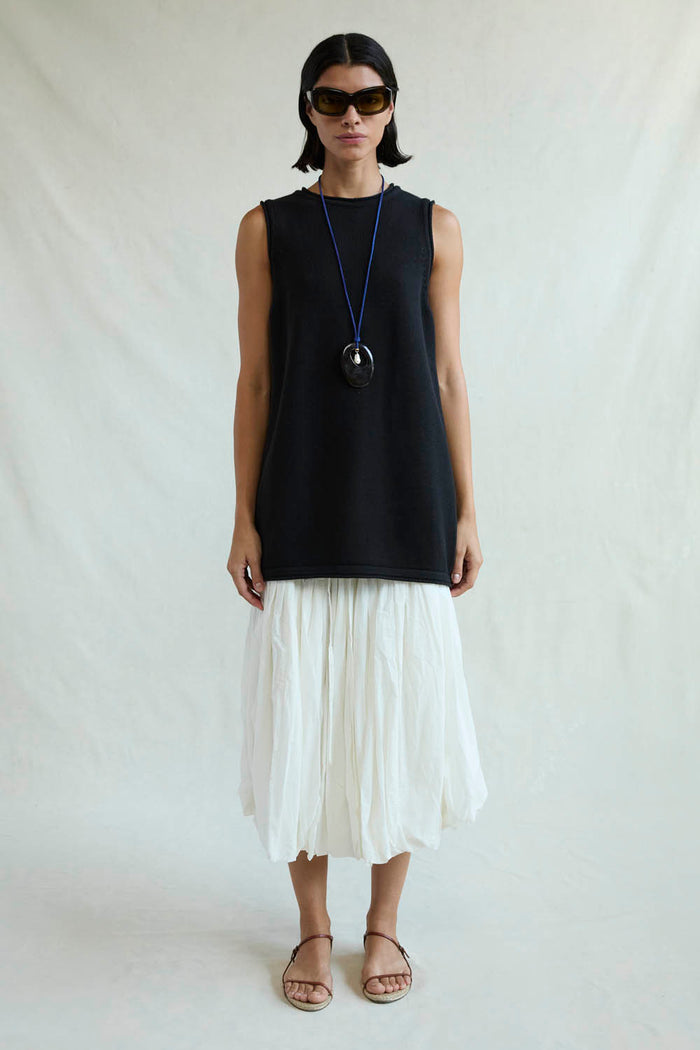 Exaggerated Knit Tank Black