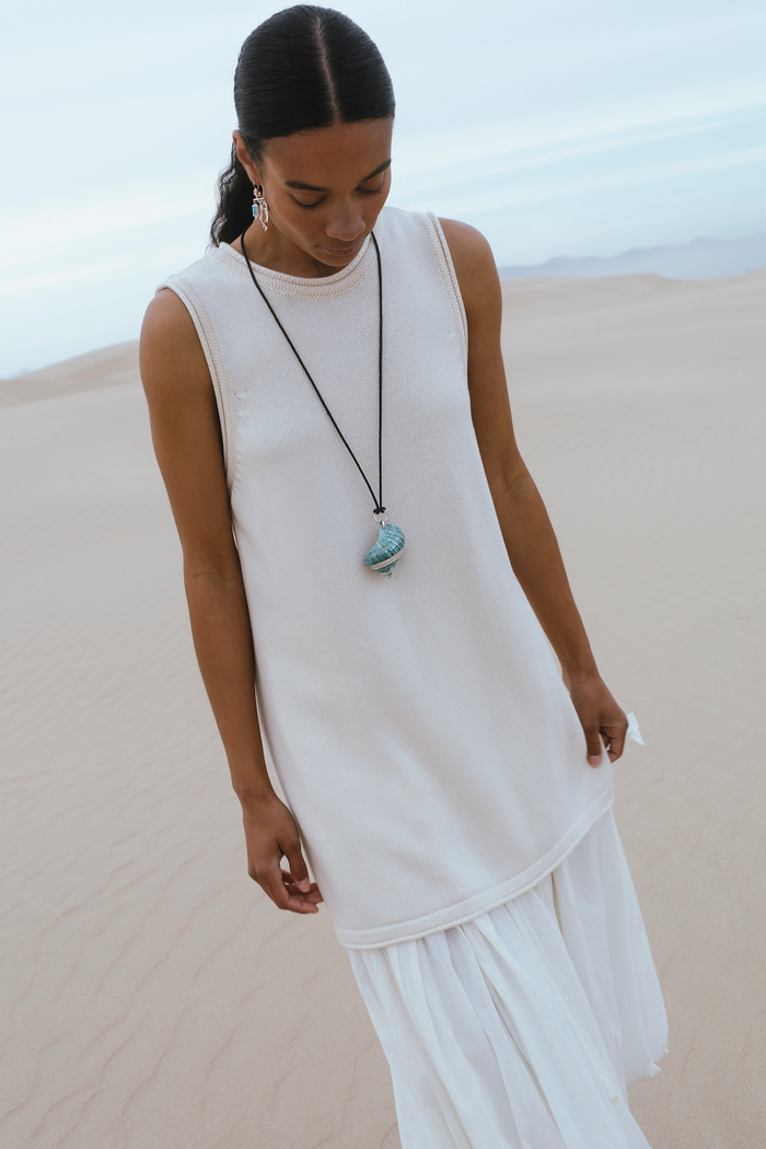 Exaggerated Knit Tank Eggshell