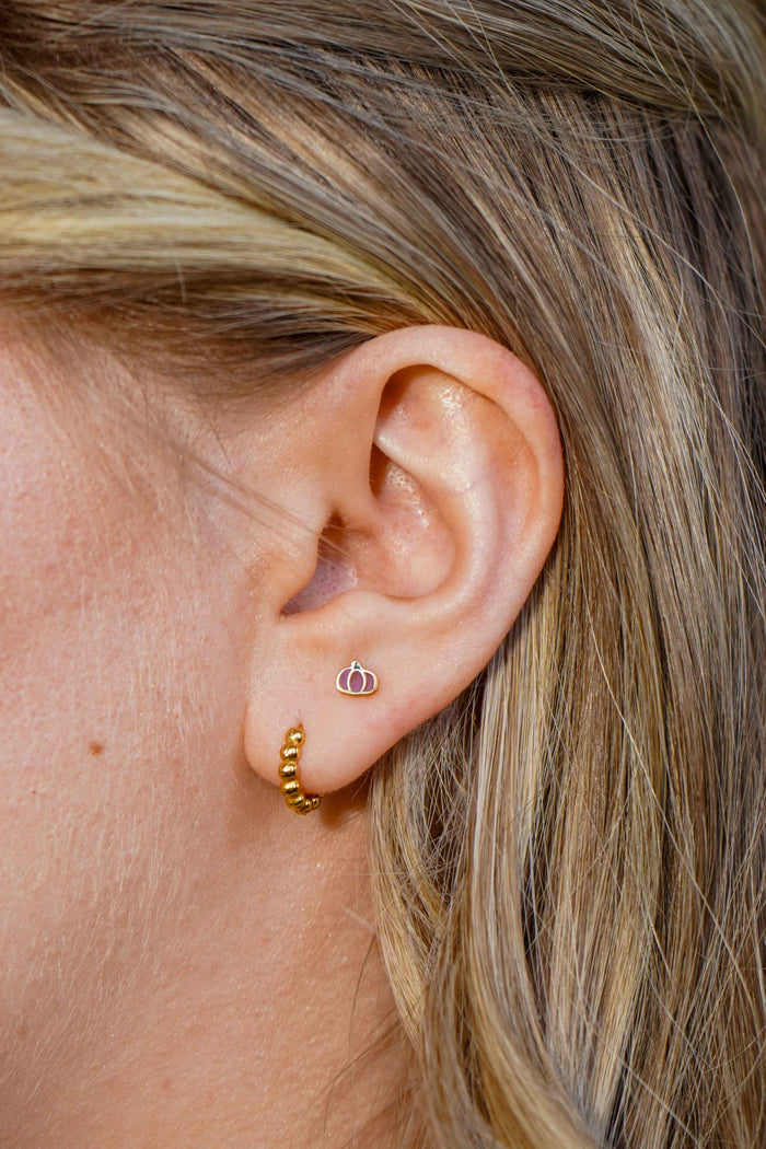 Fall Pumpkin Enamel Flat Back Stud