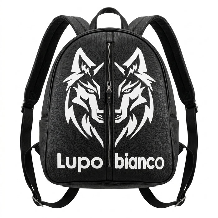 Faux Leather Backpack With Wolf Graphic
