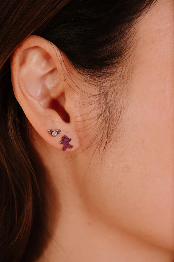 Festive Holly Flat Back Stud