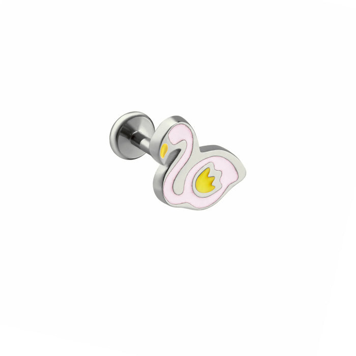 Flamingo Enamel Flat Back Stud