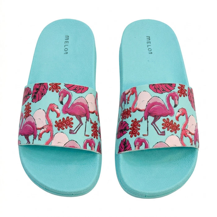 Flamingo Print Slide Sandals