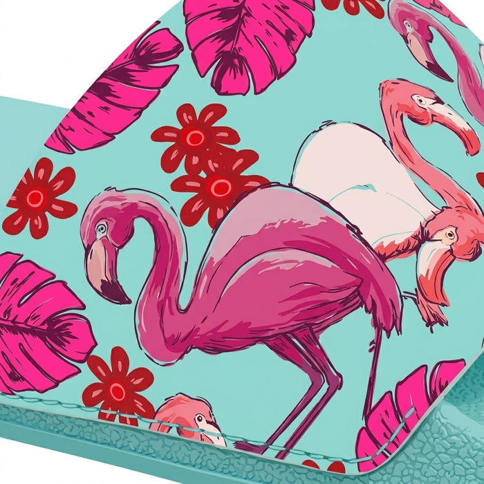 Flamingo Print Slide Sandals