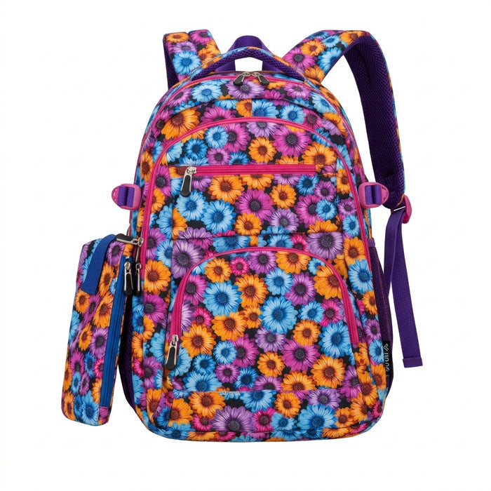 Floral Print Backpack With Matching Side Pouch