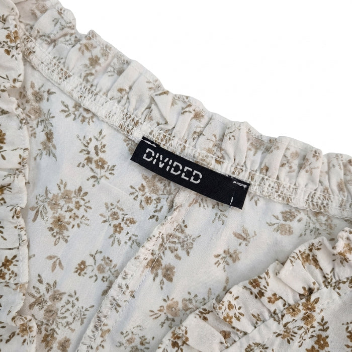 Floral Tie Front Blouse With Puff Sleeves