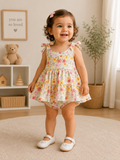 Floral Tiered Sleeveless Dress With Matching Bloomers
