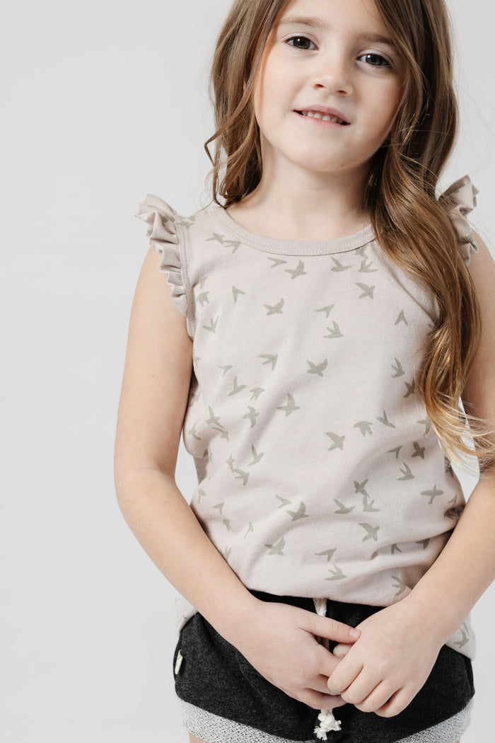 flutter tee CO - birds on mushroom