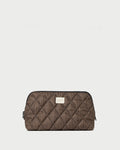 Frances Brown/Black Check Cosmetic Pouch in quilted brown and black check nylon.