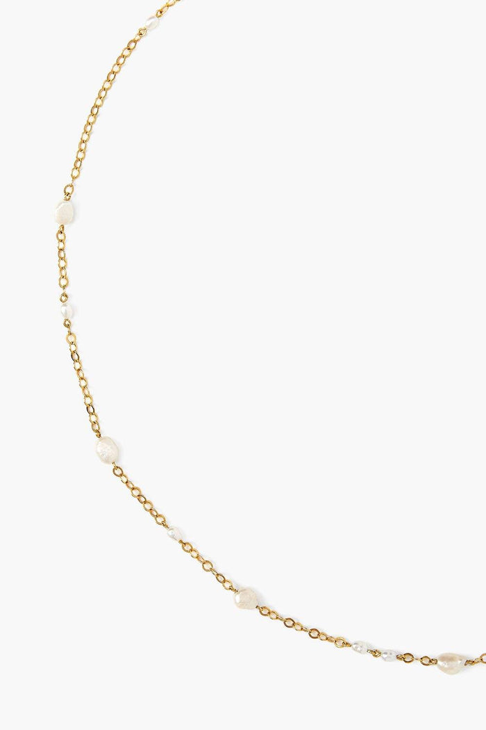 Free-Form Pearl Necklace White