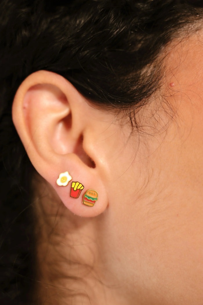 French Fries Enamel Flat Back Stud