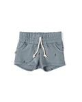 french terry retro short - bolts on mineral blue
