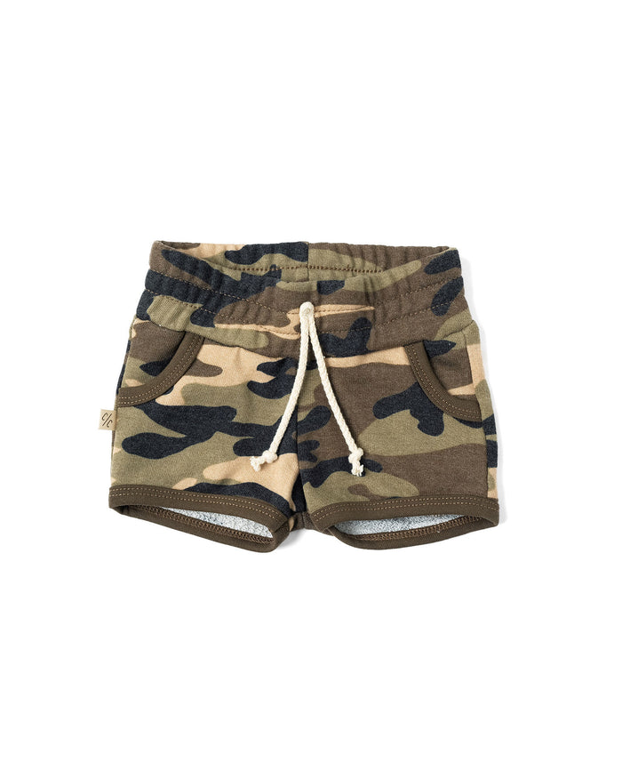 french terry retro short - camoflauge