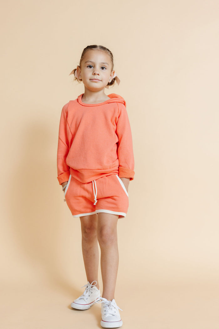 french terry retro short - living coral
