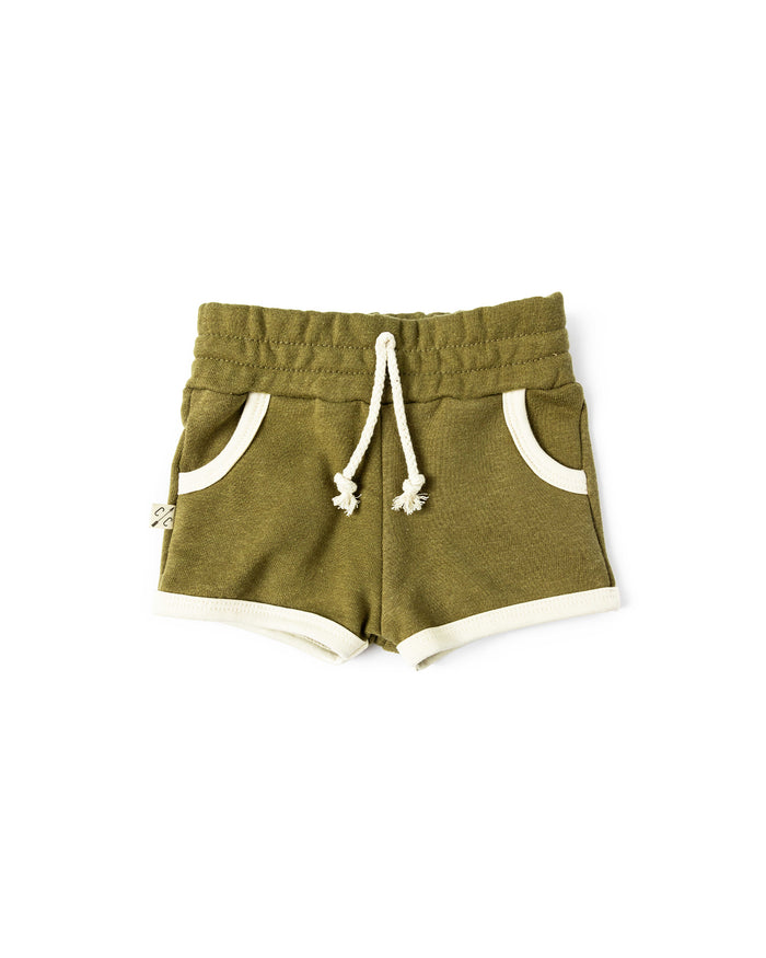 french terry retro short CO - moss