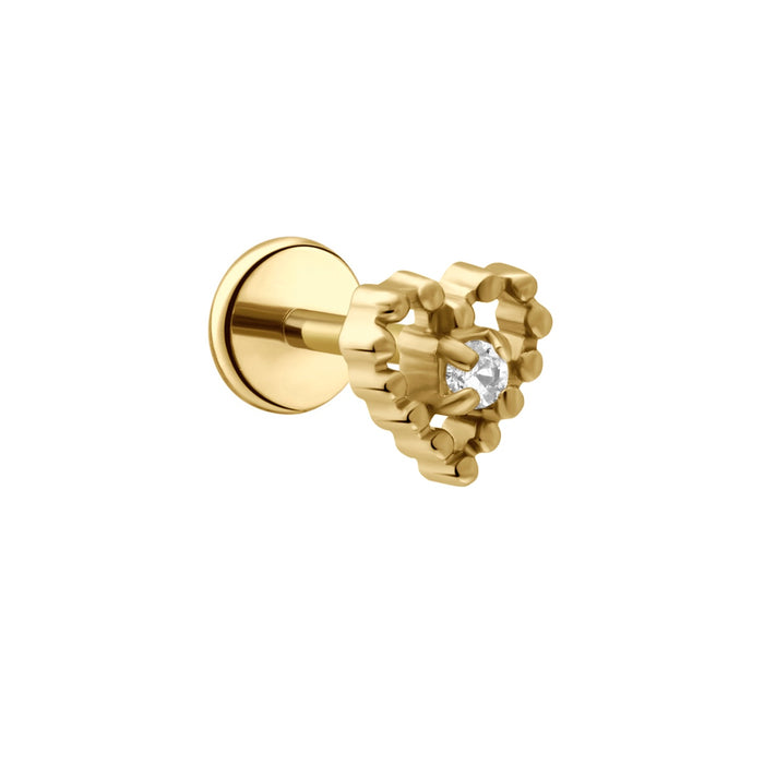 Frosted Heart Flat Back Stud