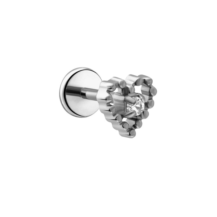 Frosted Heart Flat Back Stud