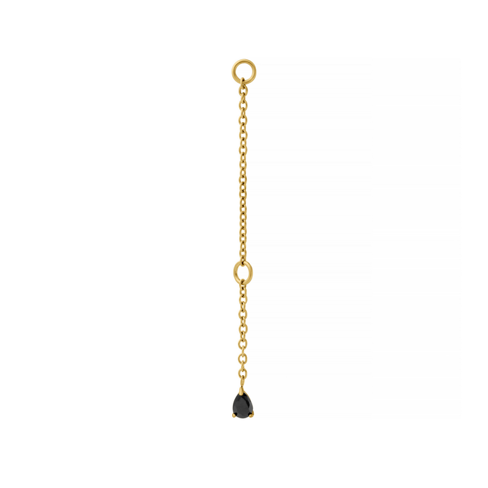 Gem Drop Flat Back Stud Connector Chain - Onyx