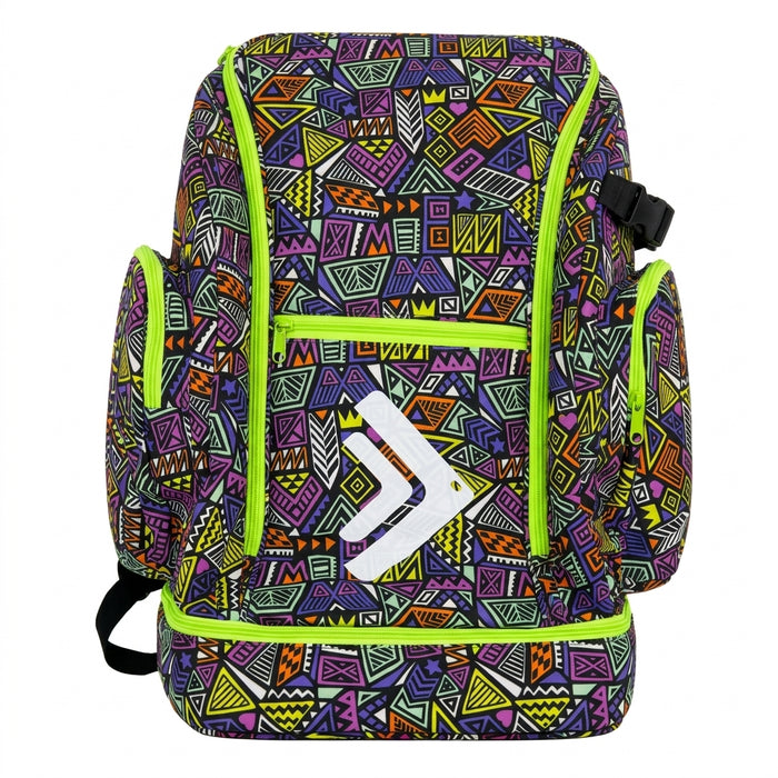 Geometric Print Sports Backpack With Shoe Compartment